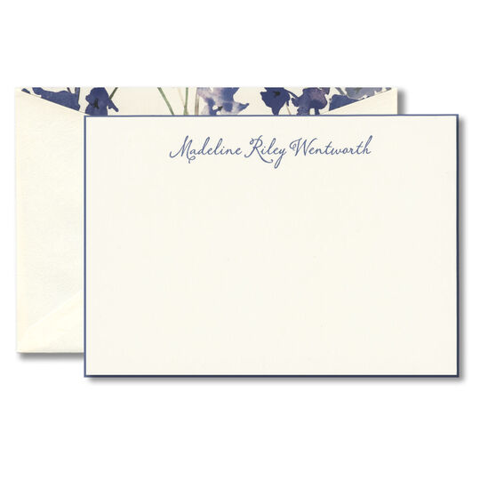 Marine Blue Painted Edge Correspondence Cards on Boardstock